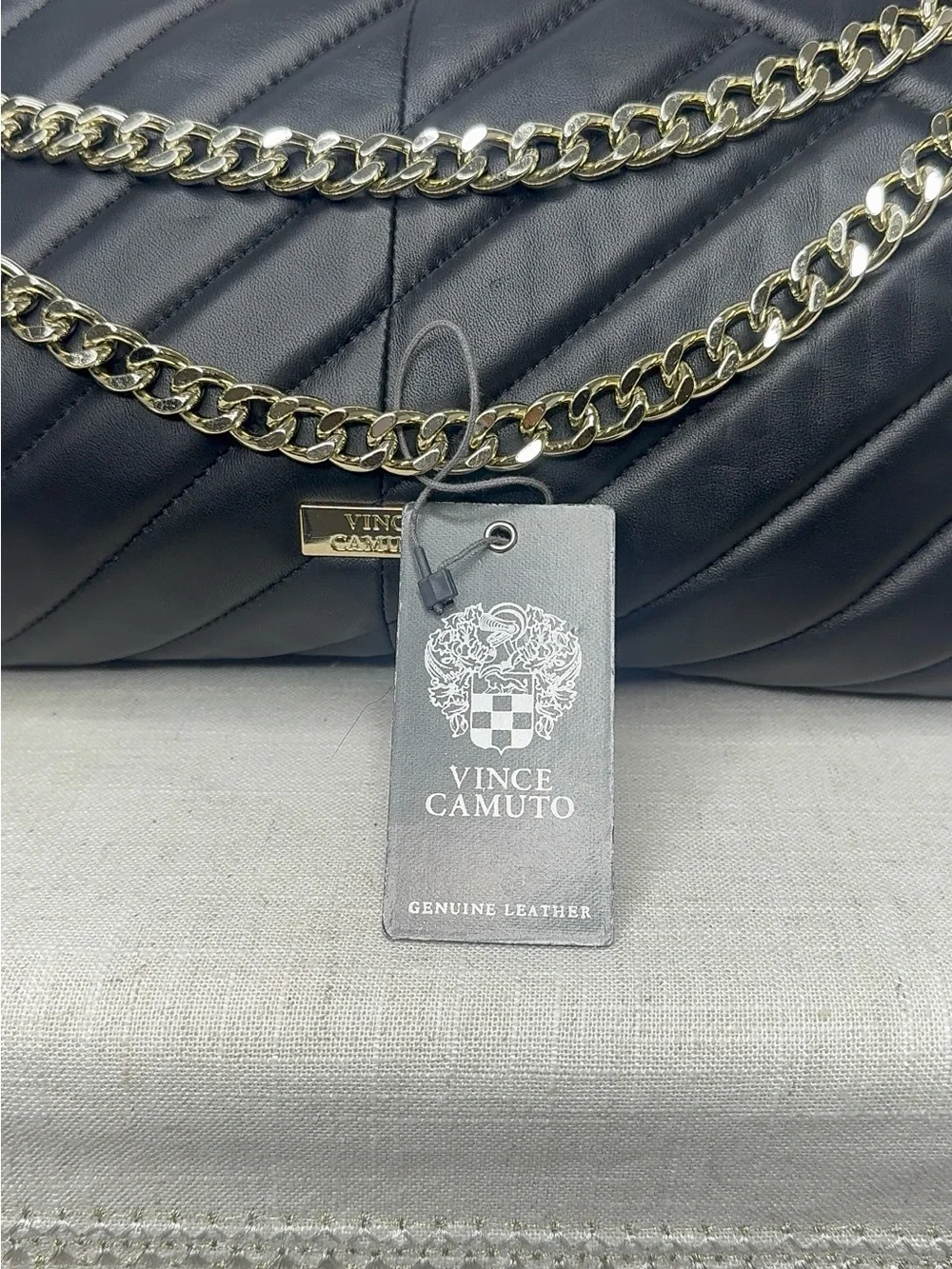 NWT Vince Camuto Black Quilted Leather Bag